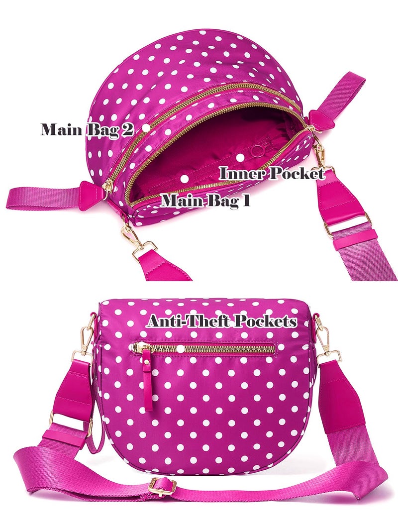 MEISEY Polka Dots Crossbody Bag Bum Bag for Women,Spacious Checkered Purse Fanny Packs Belt Bag (Rose Polka Dots) - Image 4