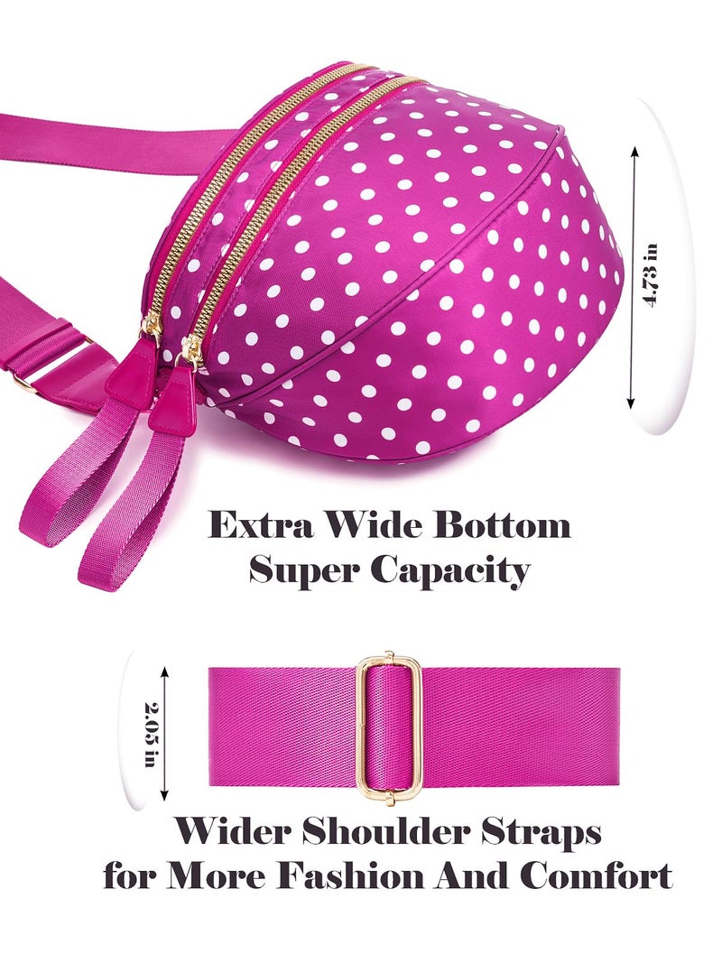 MEISEY Polka Dots Crossbody Bag Bum Bag for Women,Spacious Checkered Purse Fanny Packs Belt Bag (Rose Polka Dots) - Image 5