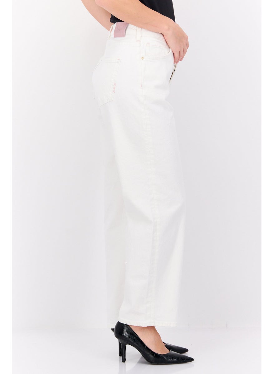 Scotch & Soda Women Straight Fit  Stretchable Denim Pants, White  - Image 2
