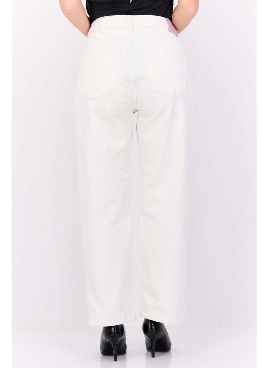 Scotch & Soda Women Straight Fit  Stretchable Denim Pants, White  - Image 3