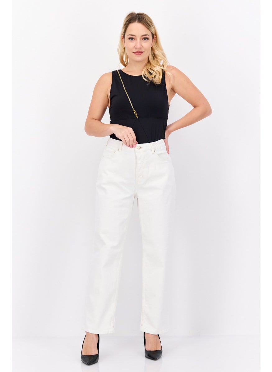 Scotch & Soda Women Straight Fit  Stretchable Denim Pants, White  - Image 4