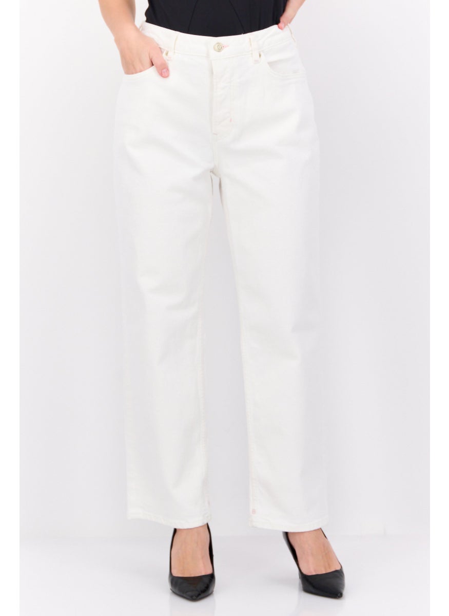 Scotch & Soda Women Straight Fit  Stretchable Denim Pants, White  - Image 1