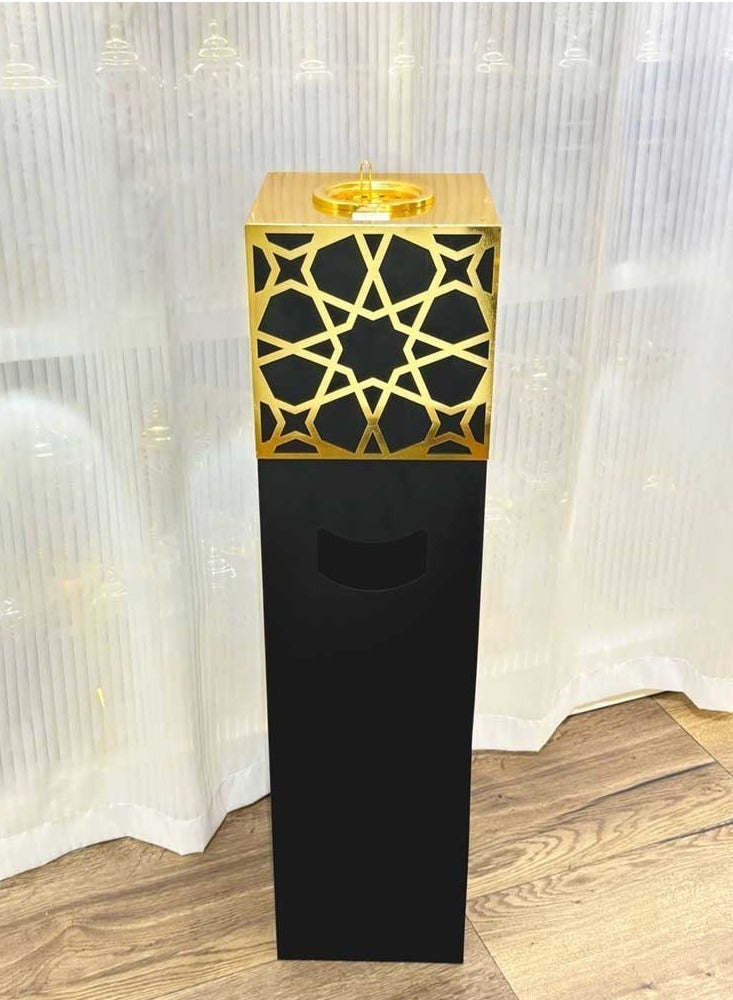 بخور بوسيدين مبخرة معدنية مربعة الشكل كبيرة الحجم، قائمة على الأرض، بارتفاع 80 سم، فاخرة للعود والبخور، مناسبة للمنزل والمجالس - Image 1