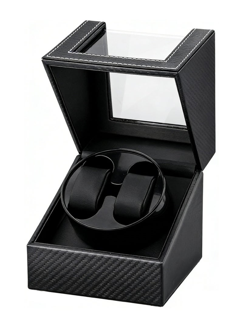 ايكانبو جهاز لف الساعات الأوتوماتيكي ثنائي الوضع مع إضاءة LED، 5 أوضاع، علبة عرض دوارة تلقائية، مزود بمحرك صامت، مناسب لساعات الرجال والنساء الميكانيكية الأوتوماتيكية (أسود) - Image 1