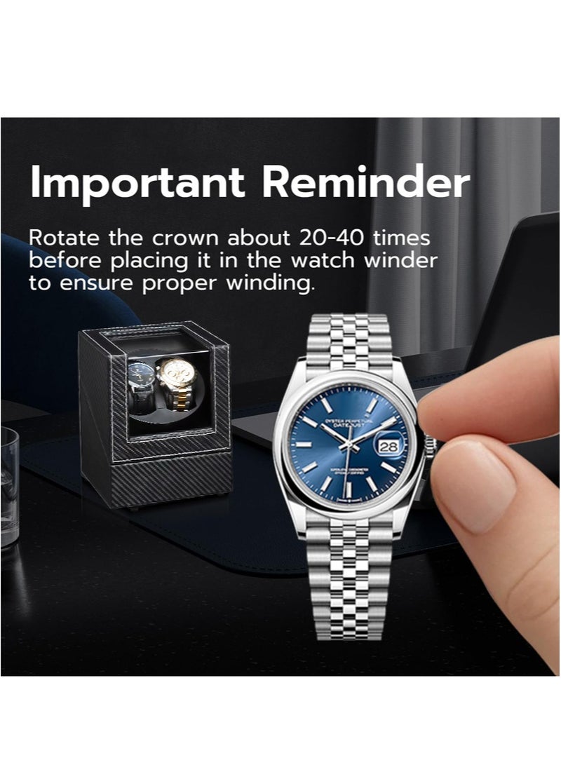 ايكانبو جهاز لف الساعات الأوتوماتيكي ثنائي الوضع مع إضاءة LED، 5 أوضاع، علبة عرض دوارة تلقائية، مزود بمحرك صامت، مناسب لساعات الرجال والنساء الميكانيكية الأوتوماتيكية (أسود) - Image 3