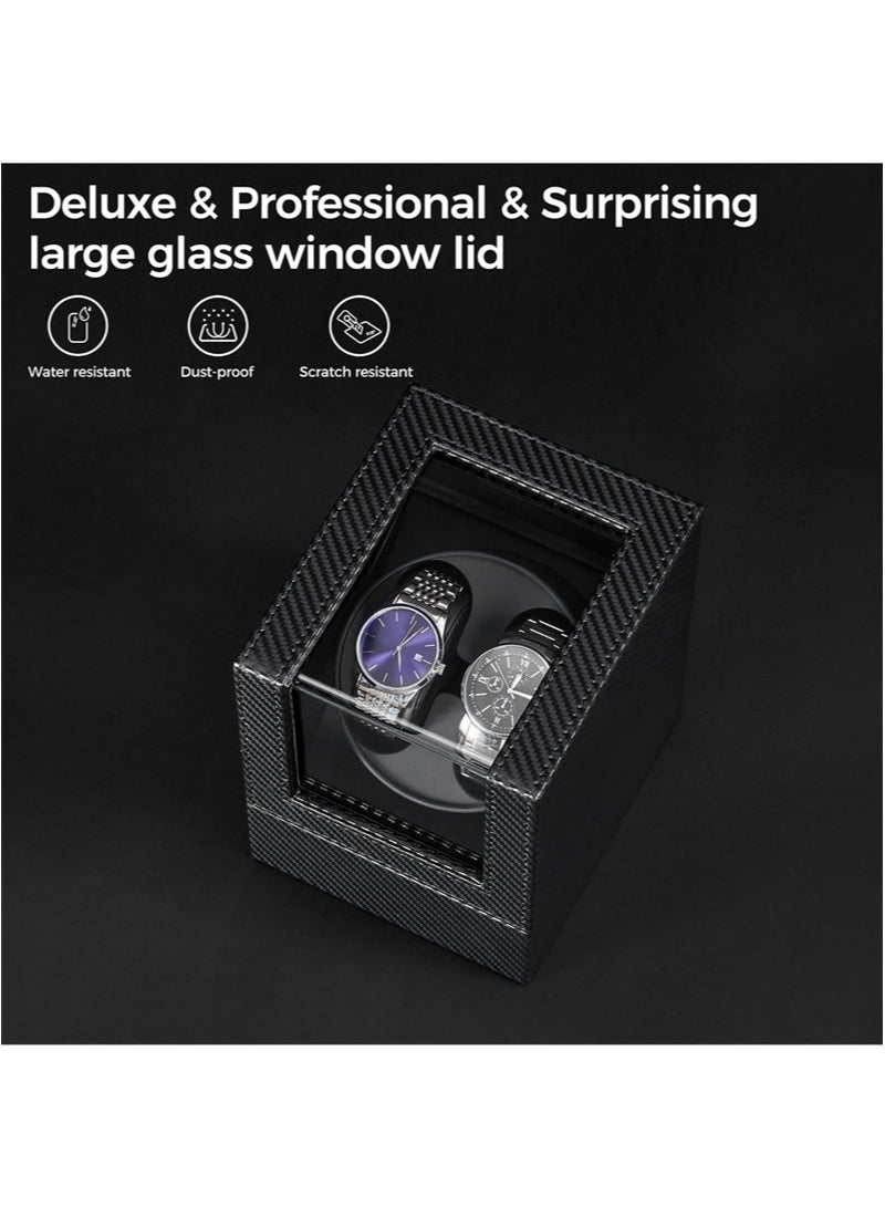 ايكانبو جهاز لف الساعات الأوتوماتيكي ثنائي الوضع مع إضاءة LED، 5 أوضاع، علبة عرض دوارة تلقائية، مزود بمحرك صامت، مناسب لساعات الرجال والنساء الميكانيكية الأوتوماتيكية (أسود) - Image 4