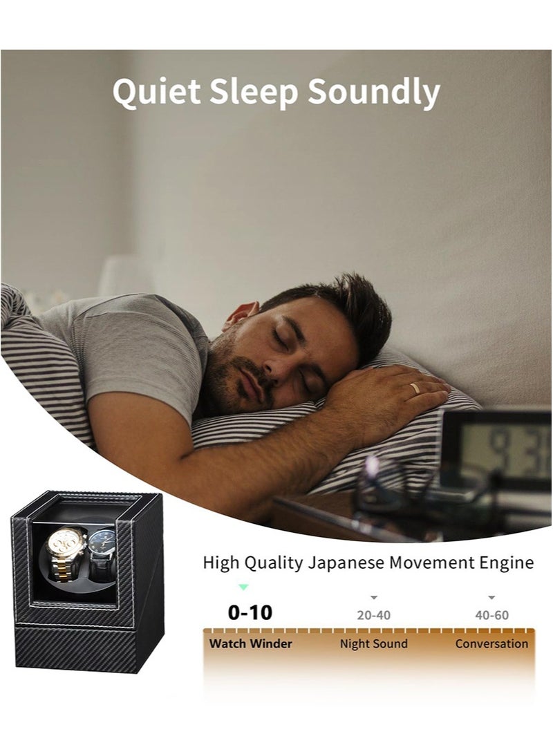 ايكانبو جهاز لف الساعات الأوتوماتيكي ثنائي الوضع مع إضاءة LED، 5 أوضاع، علبة عرض دوارة تلقائية، مزود بمحرك صامت، مناسب لساعات الرجال والنساء الميكانيكية الأوتوماتيكية (أسود) - Image 2