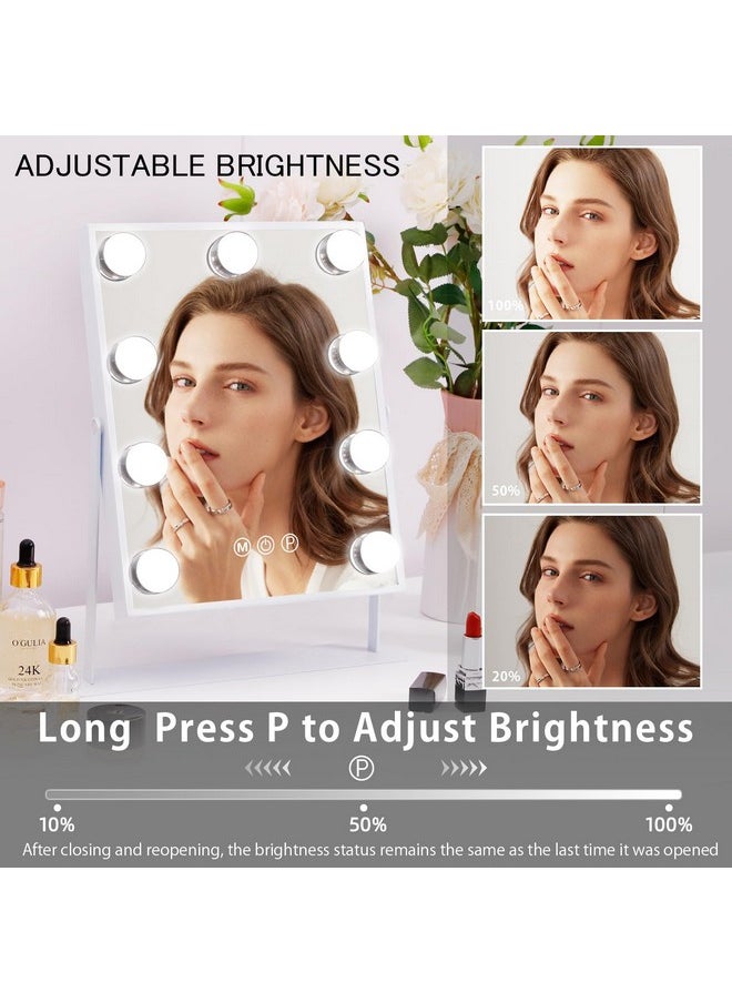Fenair - Vanity Mirror With Lights Makeup Mirror With Lights And 10X Detachable Magnification Mirror Hollywood Mirror With 9 Led Dimmable Bulbs 360 Degree Rotation(White) - Image 1