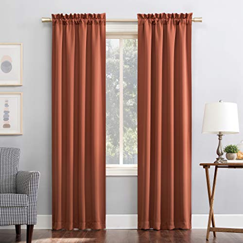 Sun Zero Easton Energy Saving Blackout Rod Pocket Curtain Panel 40 x 95 Terracotta