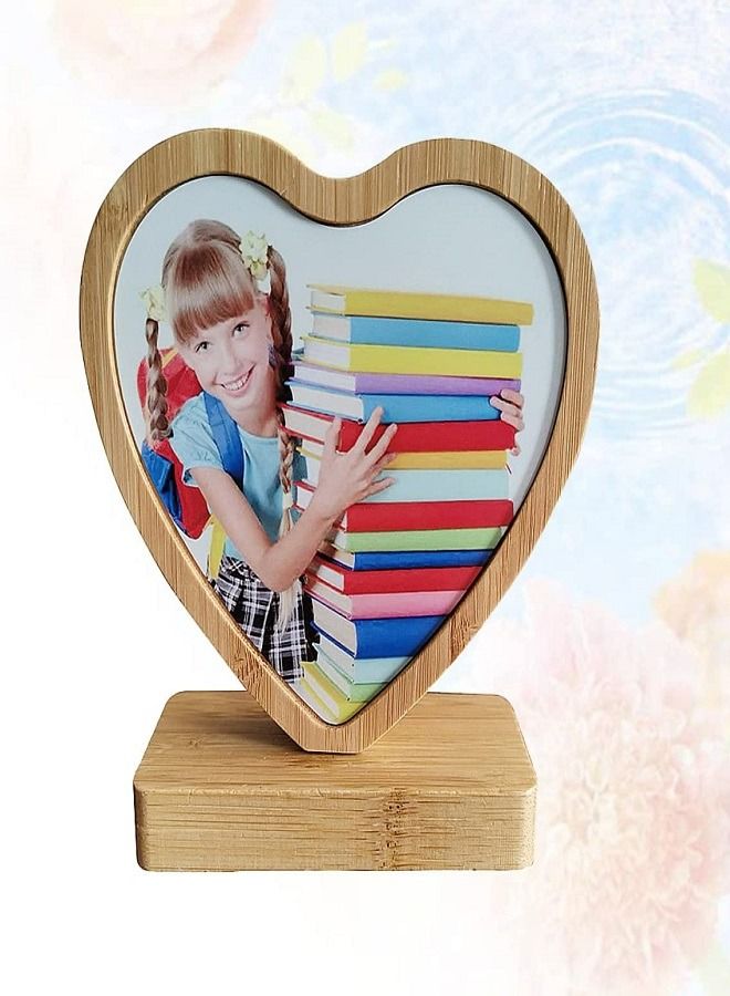 asmat Natural Bamboo Heart Shaped Picture Frame  - Image 1