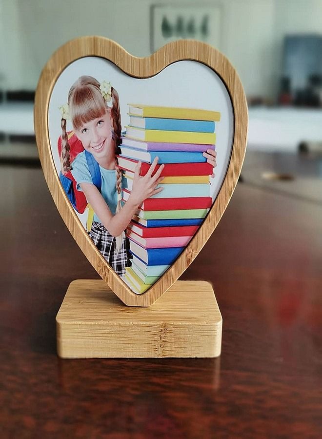 asmat Natural Bamboo Heart Shaped Picture Frame  - Image 3