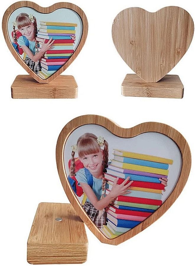 asmat Natural Bamboo Heart Shaped Picture Frame  - Image 2
