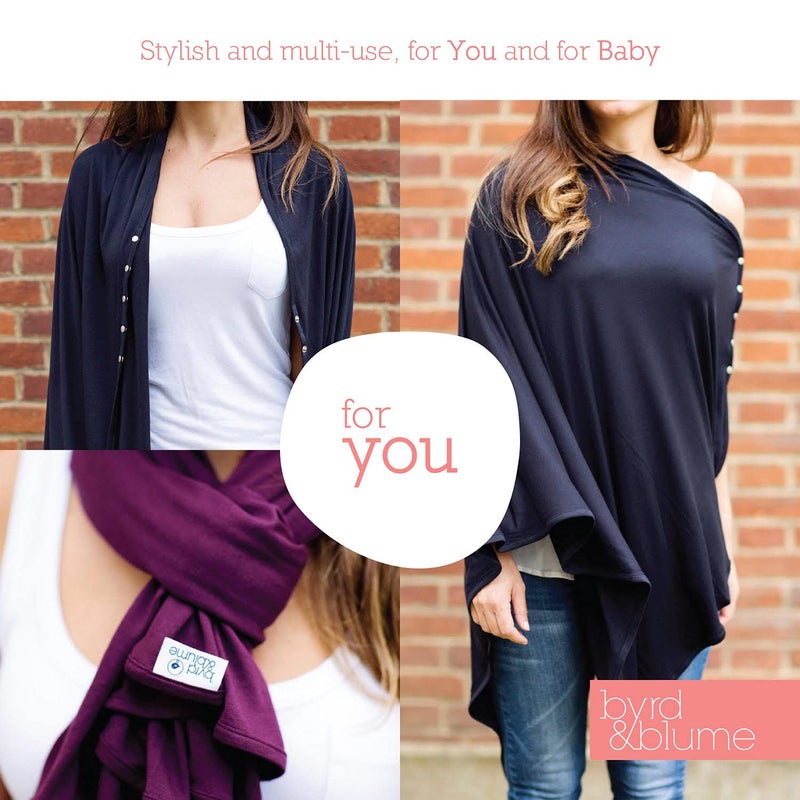 Byrd & Blume Maternity Nursing Cover Breathable Lightweight Breastfeeding Cover Wrap Shawl Scarf Poncho Full 360 (Navy, One size) - Image 4
