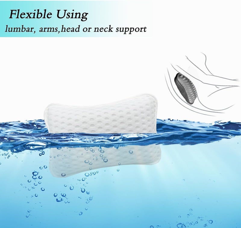 Rasenoo Bath Pillows for tub,Home Spa Pillows for Bathtub, Hot Tub,Head and Neck Support with 2 Strong Suction Cups,White - Image 3