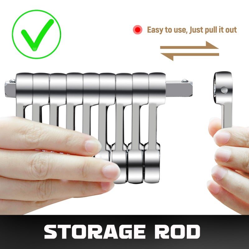 DISEN 10-Piece Metric Torque Wrench Adapter Set (10-19mm) - Chrome Vanadium Steel, 3/8-inch Square Drive Torque Adapter, Extension Rod Repair Tool, Color Box Packaging - Image 4