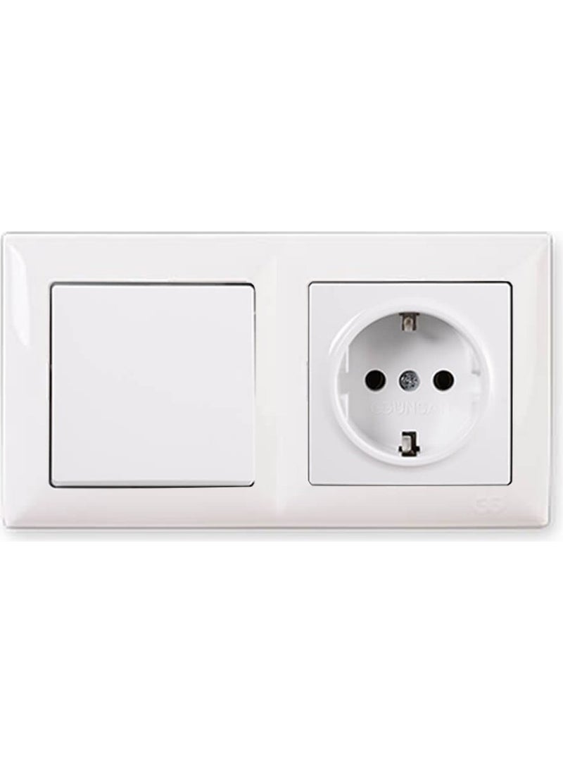 Günsan Visage White Set of 2 Switch and Grounded Socket Set  - Image 1