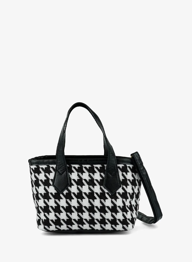 London Rag  Black and White Houndstooth Pattern Handbag for Women | Best Price UAE