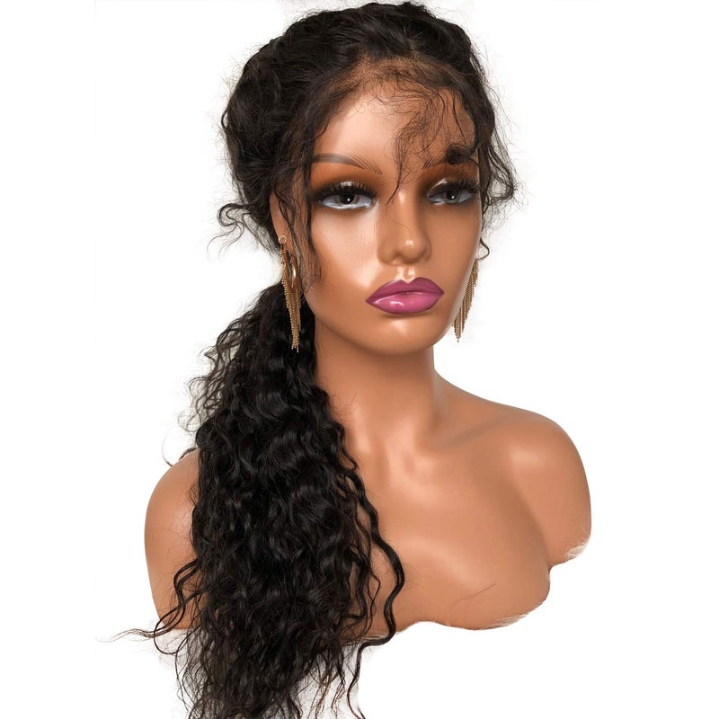 Voloria Voloria Realistic Female Mannequin Head with Shoulder Manikin PVC Head Bust Wig Head Stand with Makeup for Wigs Necklace Earrings Light Brown 
