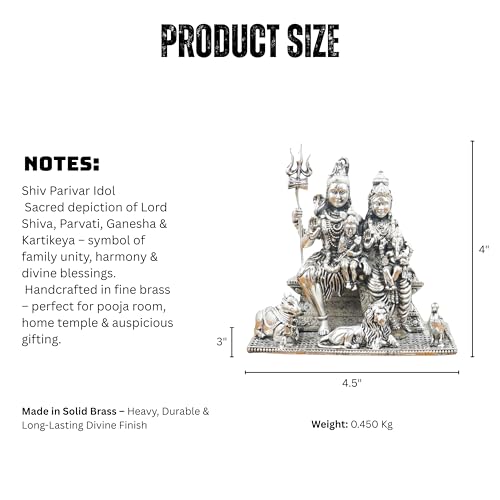 INTERNATIONAL GIFT® Silver Plated Shiv Parivar Idol Metal Statue of Lord Shiva, Parvati, Ganesh & Kartikeya for Home Temple, Shivratri & Spiritual Decor - Image 5