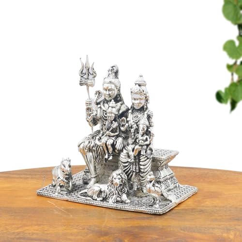 INTERNATIONAL GIFT® Silver Plated Shiv Parivar Idol Metal Statue of Lord Shiva, Parvati, Ganesh & Kartikeya for Home Temple, Shivratri & Spiritual Decor - Image 2