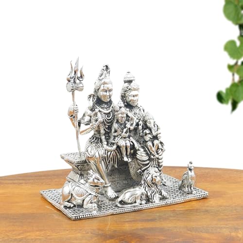 INTERNATIONAL GIFT® Silver Plated Shiv Parivar Idol Metal Statue of Lord Shiva, Parvati, Ganesh & Kartikeya for Home Temple, Shivratri & Spiritual Decor - Image 3