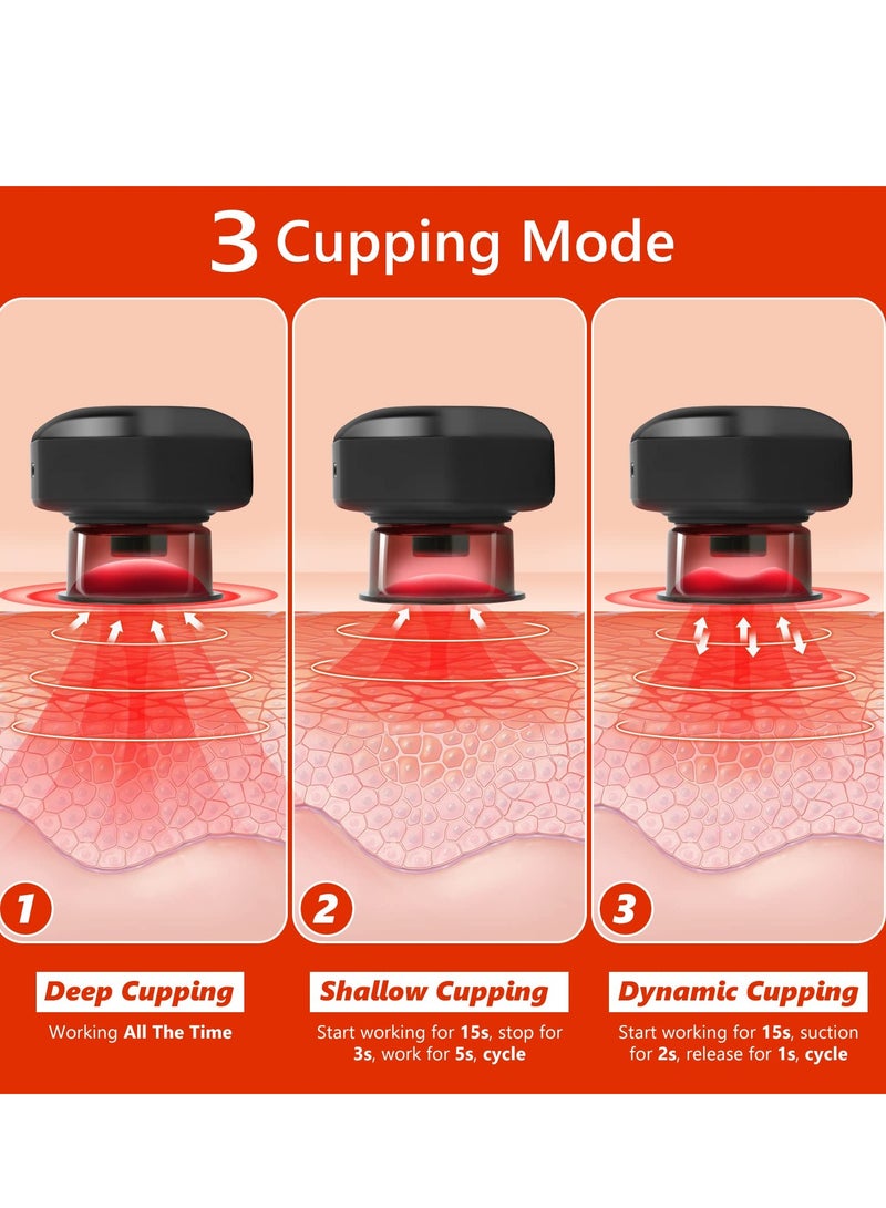 SYOSI Smart Dynamic Cupping Therapy Set, Remote Control Cupping Set with Red Light Therapy for Pain Relief, Recovery, Smart Cupping Therapy Massager with 3 Mode, 16 Level Temperature and Suction - Image 5