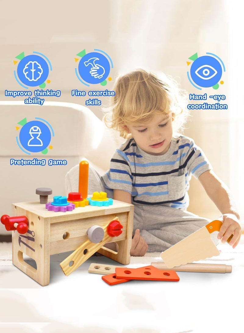 مس تيارا مجموعة أدوات خشبية للأطفال، تتضمن منشارًا ومسامير ومطرقة وما إلى ذلك، ومقعد أدوات خشبي من مونتيسوري، وألعاب تجميع تعليمية إبداعية للأطفال الصغار، وألعاب وهدايا أعياد ميلاد مناسبة للأولاد والبنات من سن 3 إلى 6 سنوات، وهدايا تعليمية - Image 5