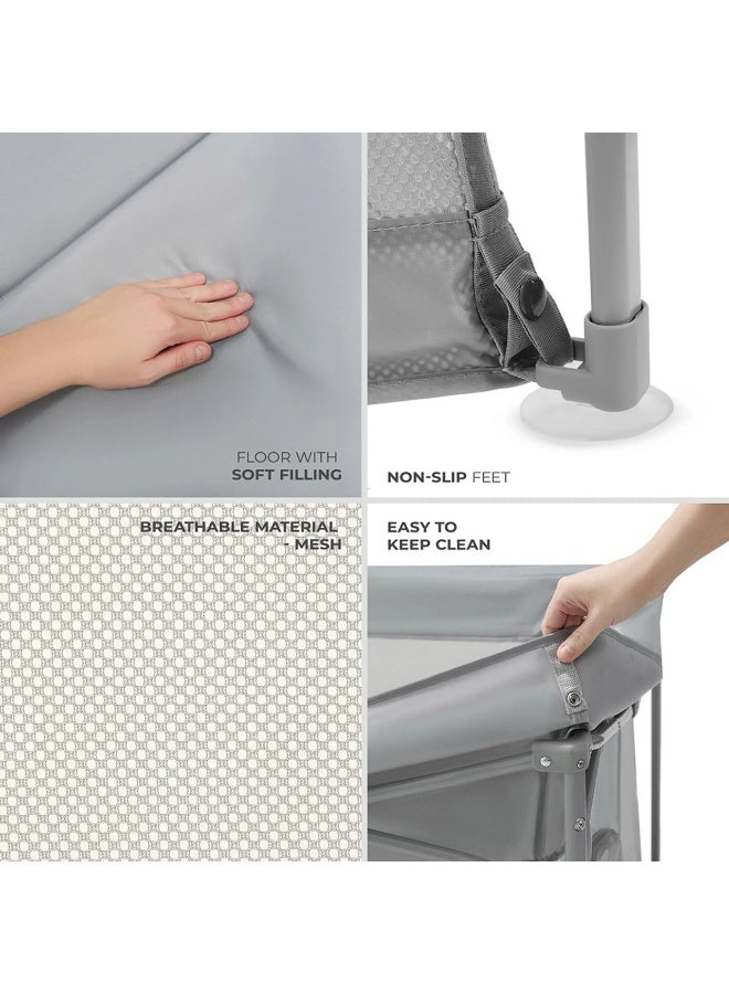 Kinderkraft - Ziki Foldable Playpen - Grey - 126.5 x 126.5 cm - Image 4