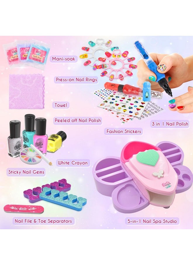 Amagoing Hand Spa Sets For Girls 5In1 Ultimate Nail Art Salon Peeledoff Nail Polish Set Nail Dryer Hand Massage Diy Manicure Studio Spa Days Sleepover Party Gift For Kids Teen Ages 812 1012  - Image 2