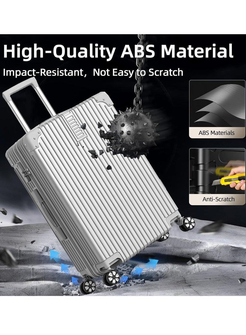ZUIHAO ZUIHAO Hard side 4-piece Suitcase with TSA Lock Lightweight Travel Suitcase with Spinner Wheels Durable Carry On Luggage Sets for Family 14/20/24/28 inch Silver  - Image 2