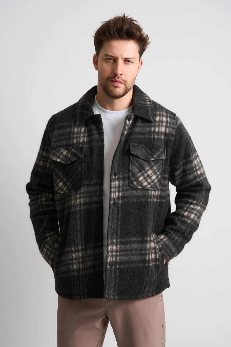 Alexander Gardi Alexandergardi Men's Plaid Pocket Detailed Wool Jacket (EC-1005)