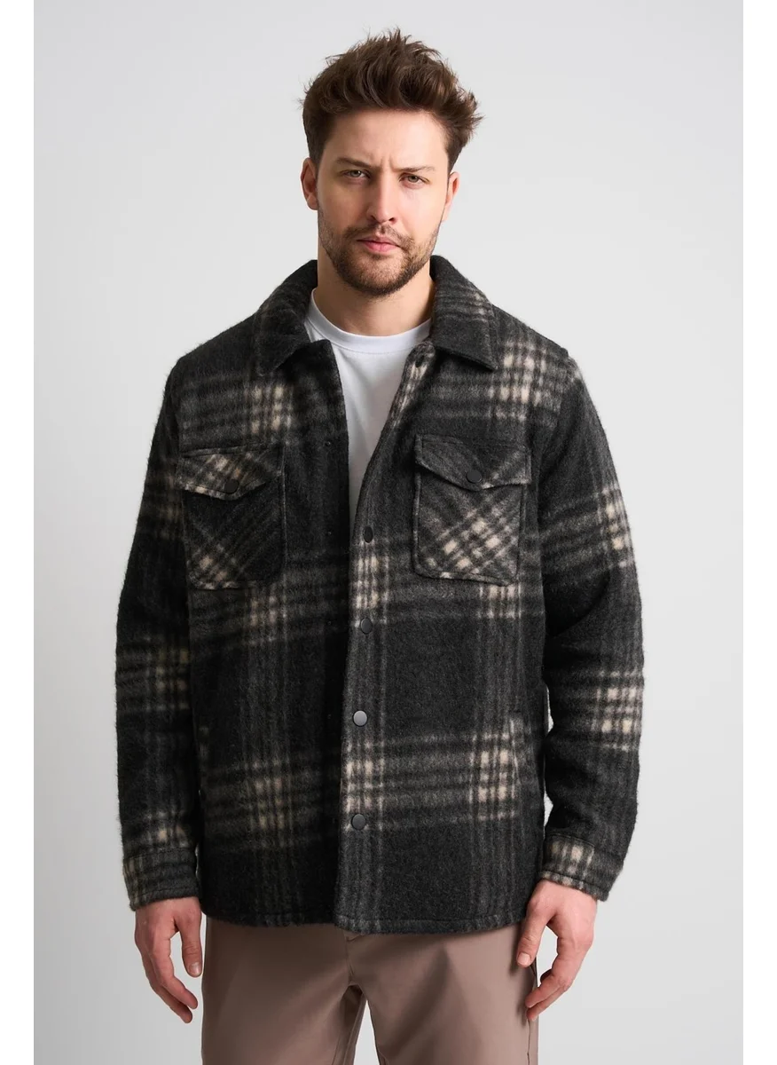 Alexander Gardi Alexandergardi Men's Plaid Pocket Detailed Wool Jacket (EC-1005)