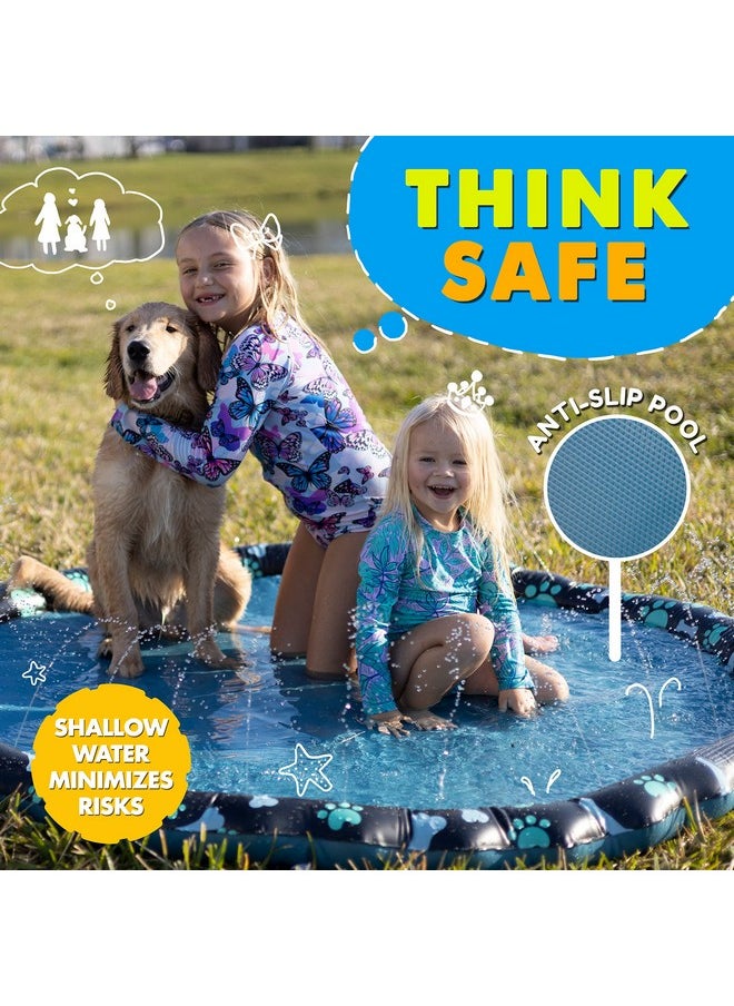 SplashEZ - Non Slip Splash Pad For Kids And Dogs 69’’ Extra Large Sprinkler Kids Dog Water Summer Toys Great Outdoor Toys Toddlers 13 Ages 48 Wading Pool Backyard - Image 1