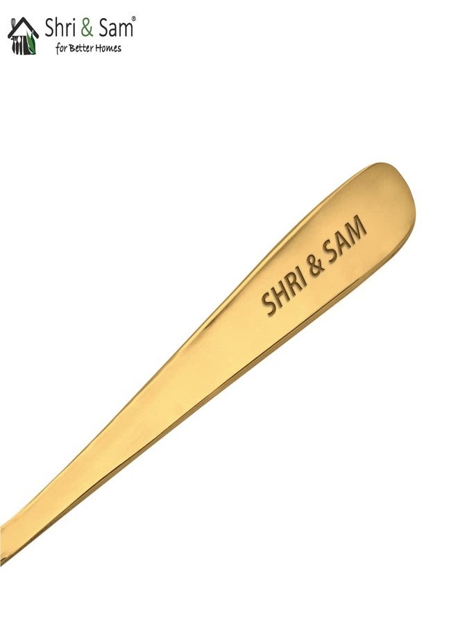 Shri & Sam Stainless Steel Monika Gold PVD Coating with Laser Coffee Spoon, 6 Pieces - Image 4