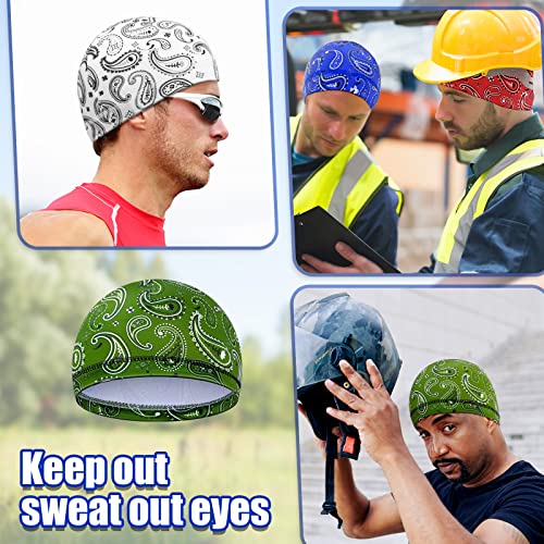 Tarpop 10 Pcs Men Skull Caps Cooling Welding Hard Helmet Liner Cycling Skull Caps Wicking Beanie Do Rag Head Wrap for Men(Mixed Style) - Image 5