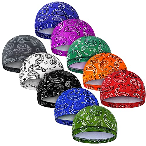 Tarpop 10 Pcs Men Skull Caps Cooling Welding Hard Helmet Liner Cycling Skull Caps Wicking Beanie Do Rag Head Wrap for Men(Mixed Style) - Image 1