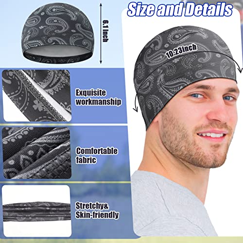 Tarpop 10 Pcs Men Skull Caps Cooling Welding Hard Helmet Liner Cycling Skull Caps Wicking Beanie Do Rag Head Wrap for Men(Mixed Style) - Image 3