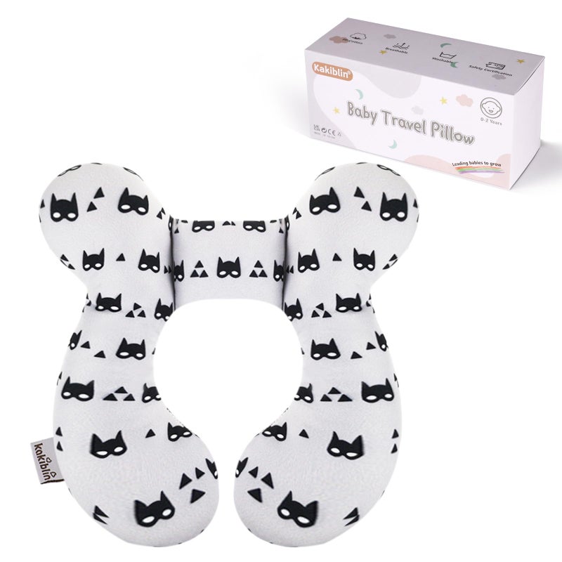 KAKIBLIN Baby Travel Pillow for Head and Neck, Upgraded Baby Support Pillow, Baby Neck Pillows for Car Seat,Pushchair,Travel, Grey - Image 1