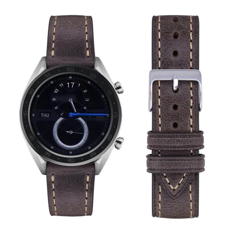 Bluejw Universal Plain Oil Wax Leather Watch Strap Replacement for Apple Watch Series 10 9 8 7 6 5 4 3 2 and General Watches – Replace the Watch Strap Easily - Image 1