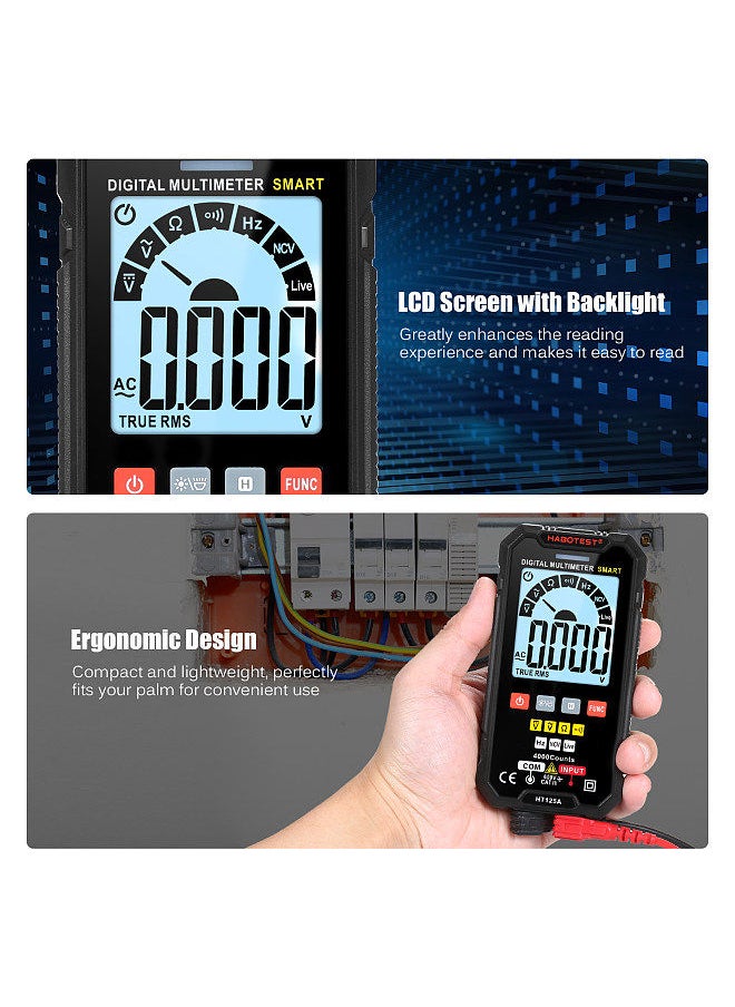 HABOTEST - HT125A Smart Digital Multimeter 4000 Counts True RMS Auto Ranging Voltage Meter - Image 1
