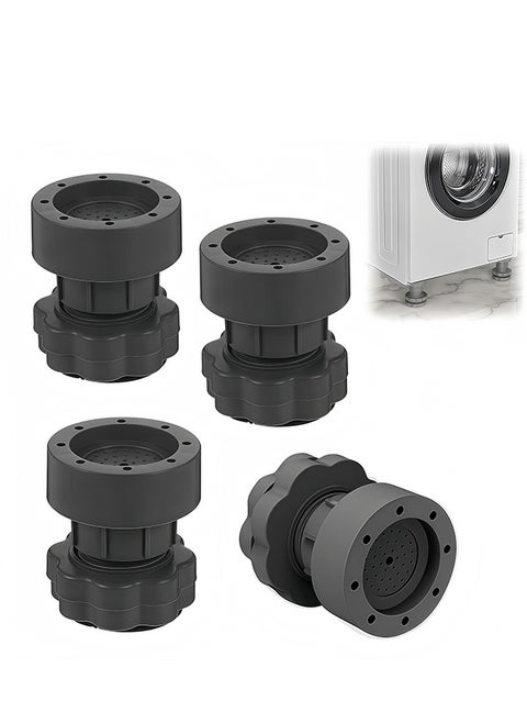 4 Pack Washing Machine Shockproof Stand, Adjustable Height, Reduce Vibration and Noise, Dark Gray
