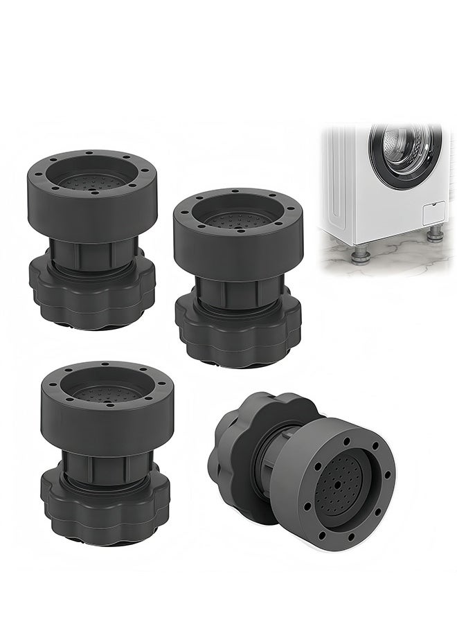 4 Pack Washing Machine Shockproof Stand, Adjustable Height, Reduce Vibration and Noise, Dark Gray