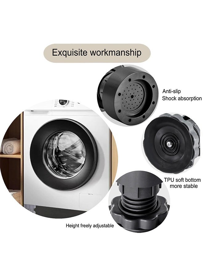4 Pack Washing Machine Shockproof Stand, Adjustable Height, Reduce Vibration and Noise, Dark Gray