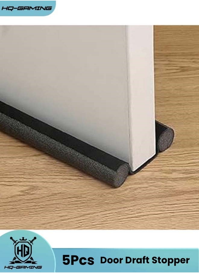 Door Draft Stopper, Sound Proof Weather Stripping Blocker 95cm Insulating Dust Proof Double Sided Adjustable Blocker (Color : Black, Size : 5 pcs)