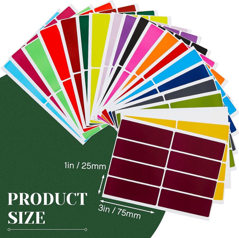 كلاراكو 640 قطعة من ملصقات ترميز الألوان المستطيلة، 3 × 1 بوصة، ملصقات ترميز الألوان، ملصقات لاصقة ملونة مستطيلة الشكل، ملصقات ذاتية اللصق للوازم المكتبية والمدرسية (متعددة الألوان) - Image 2