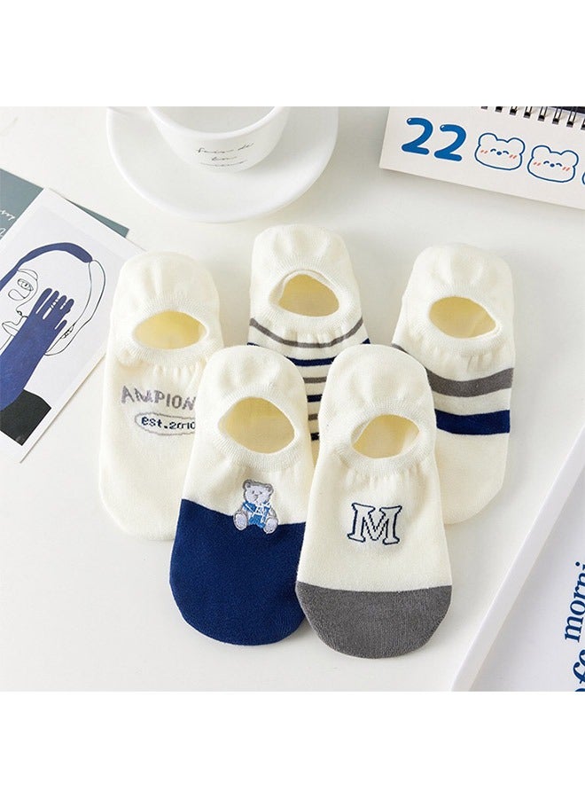 Pack Of 5 Pairs Of Round mouth Low Cut Socks White - Image 3