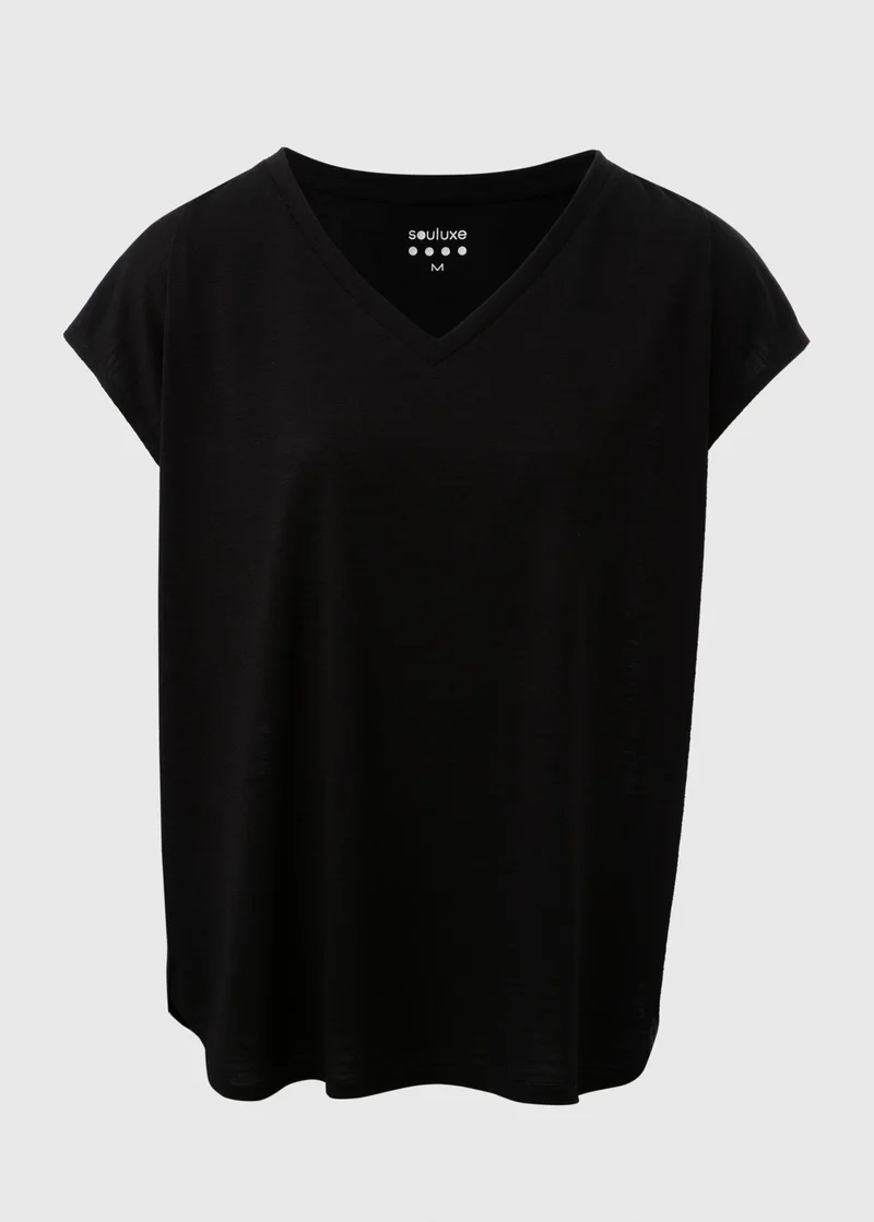 Matalan  Souluxe Black V Neck T Shirt for Women | Best Price UAE