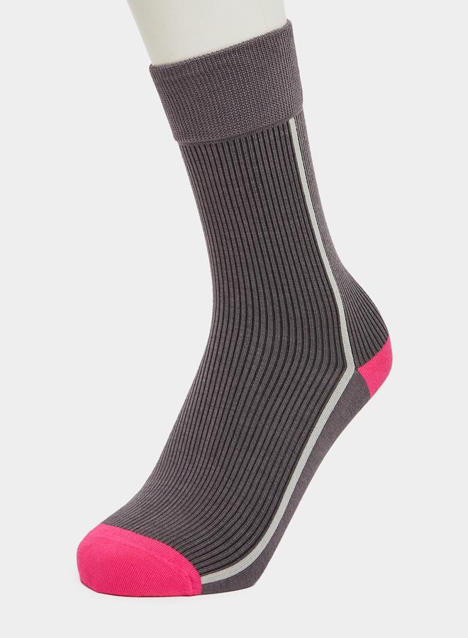 ستايلي طقم من زوجين جوارب مضلعة بحواف متباينة - Image 2