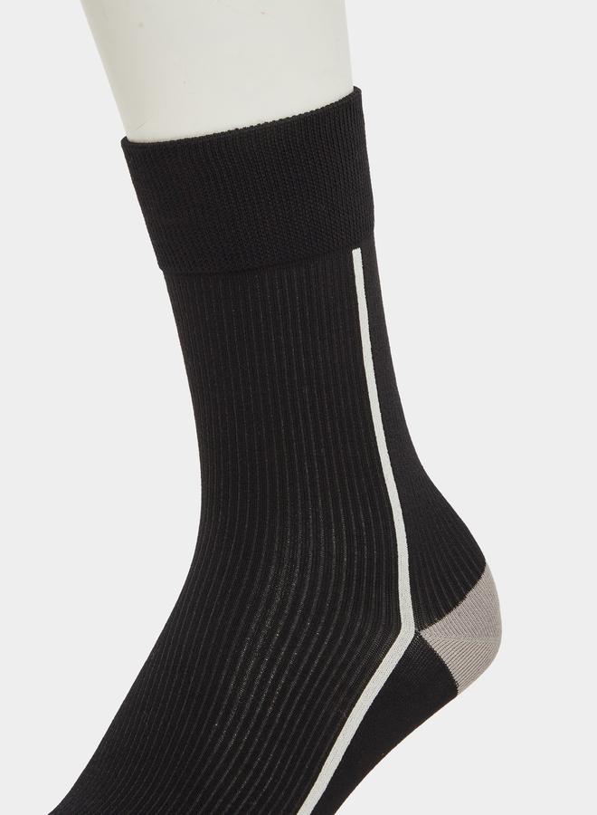ستايلي طقم من زوجين جوارب مضلعة بحواف متباينة - Image 5