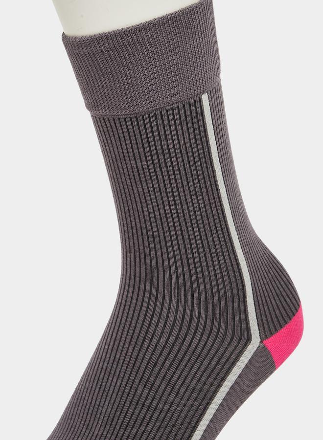 ستايلي طقم من زوجين جوارب مضلعة بحواف متباينة - Image 3